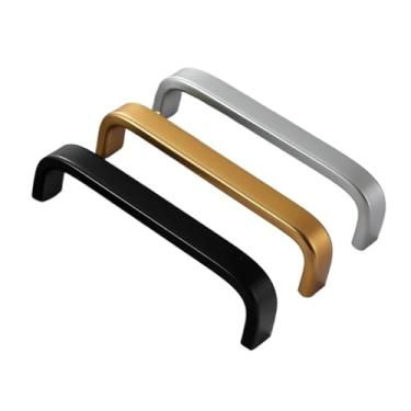Imagem de CXYFQUUK Puxadores de porta de armário de cozinha de liga de alumínio prata ouro preto 96 mm 320 mm puxadores retos puxadores puxadores ferragens para móveis 2 peças (275-96 mm)