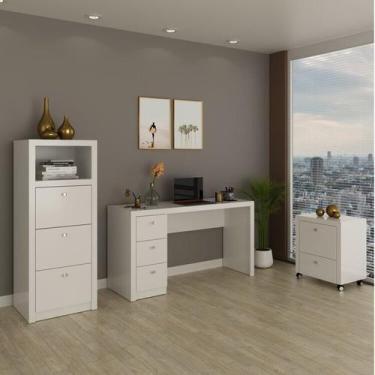 Imagem de Kit para Escritório com 1 Armário 1 Gaveteiro e 1 Mesa de Canto - Espr