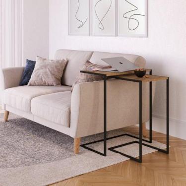 Imagem de Conjunto 2 Mesas Laterais de Apoio Sofá Industrial - Espresso Móveis