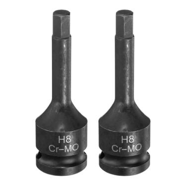 Imagem de Generic 2 peças H8 (8 mm) soquete de broca de impacto sextavado 1/5.1 cm soquete de chave de fenda CR-MO aço hexagonal alongado adaptador de soquete para chaves catracas elétricas parafusos de fixação