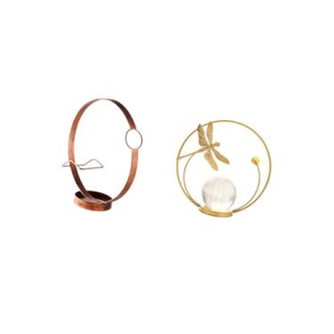 Imagem de Fenteer Suporte para Garrafas de Vinho de Ferro, Escultura de Bola de Cristal, Estatueta de Metal, Mesa, Ornamento Interno, Estátua, Suporte para Exibição de