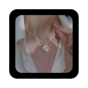 Imagem de Vacaonio Colar com pingente de planeta de cristal boêmio, opala dourada, Saturno, cristal, espaço, planeta, estrela, colar de diamante, gargantilha para mulheres, Zinco, Sem Pedra Preciosa