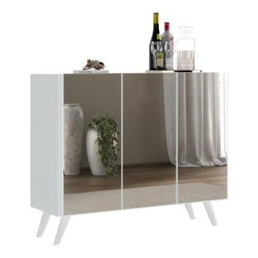 Imagem de Aparador Buffet 3 Portas Retrô Vegas V1013 Branco Branco - MULTIMOVEIS