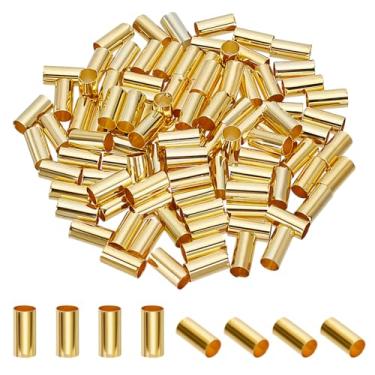 Imagem de 100 pingentes de coluna de latão, pingentes de sementes de tubo longo, 5 × 10 mm, pingentes espaçadores artesanais para artesanato, pulseira, colar, fabricação de joias