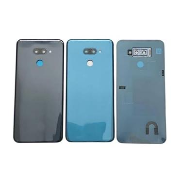 Imagem de SHOWGOOD Capa de bateria capa traseira para LG K50 K12 Max LM-X520 capa de bateria lente moldura da câmera com logotipo (lente preta)