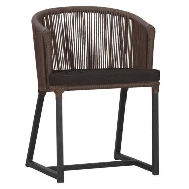 Imagem de Cadeira De Jantar Noronha Alumínio Preta E9 Trama  Marrom