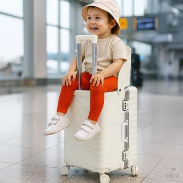 Imagem de Mala de Viagem Grande Assento Infantil ABS Giro 360 de 23 a 32kg Branc