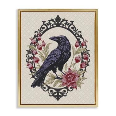 Imagem de Stupell Industries Never More Ornate Raven Gold Framed Floater Canvas Wall Art, design por Radhika Modi, 78 x 63 cm