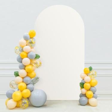Imagem de Conjunto de capa de fundo de arco branco de 2 m, capa decorativa de arco de balão, capa de suporte de arco de fundo para cerimônia de casamento, chá de bebê