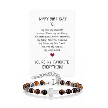 Imagem de FLHEART Presente para homens, pulseiras boho cruzadas, para homens e mulheres, corrente de contas de aço inoxidável, pingentes de cruz, pulseira masculina, fé, religiosa, páscoa, católico, cristão