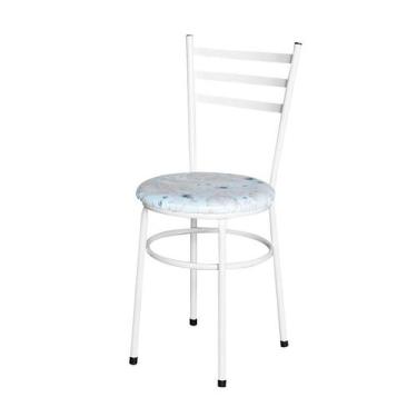 Imagem de Cadeira Epoxi Branca Para Cozinha Assento Estampado - Laumar, Floral A