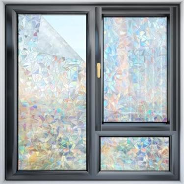 Imagem de Película de privacidade para janela com aderência estática crescente fosco 30 x 199 cm, sem cola, capa de vidro não adesiva removível para portas de banheiro, varanda, escritório