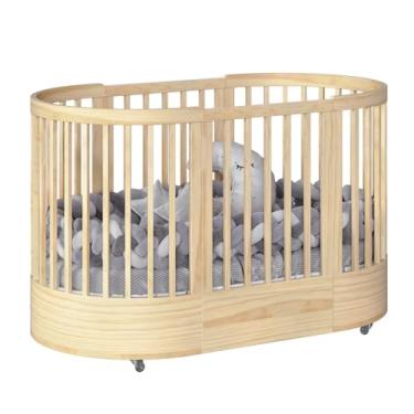 Imagem de Berço Redondo 3 em 1 Divicar Wave: Evolutivo do Berço à Minicama, Design e Segurança para o Quarto do Bebê (NATURE)