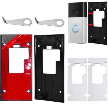 Imagem de 2 unidades de suporte de campainha de vídeo adesivo sem perfuração compatível com campainha de bateria de anel (versão 2024), placa de montagem de campainha adesiva forte, acessórios de suporte de