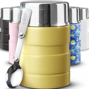 Imagem de Garrafa térmica de sopa de 500 ml para comida quente e fria para crianças, lancheira de aço isolado a vácuo, jarra térmica Bento de boca larga para crianças, tigelas térmicas de comida quente com