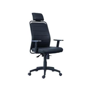 Imagem de Cadeira de Escritório Estofada Presidente com Apoio de Cabeça Kron Preto com Mecanismo Syncron Roal