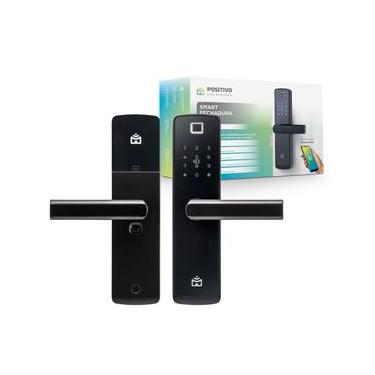 Imagem de Smart Fechadura Wi-Fi de Embutir Positivo Casa Inteligente - Bluetooth - Abertura Biométrica, Senha, Cartão, App - Preto