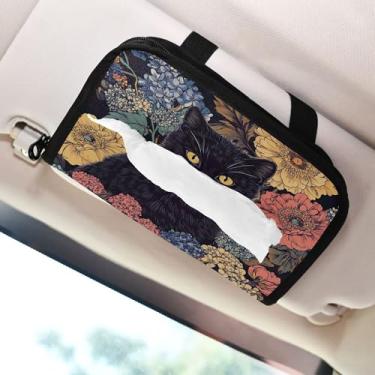 Imagem de SEHANY Porta-lenços de carro de gato fofo, caixa de lenços de papel de carro, suporte de guardanapo retangular dispensador de máscara de carro caixa de lenços de veículo para automóvel universal