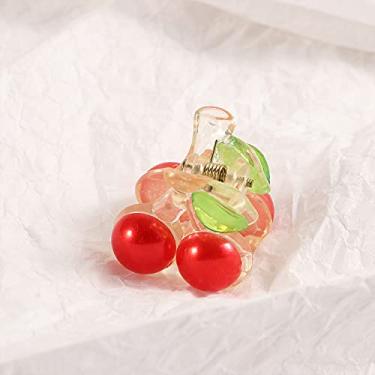 Imagem de Cereja garra de cabelo adorável touca feminina lavar rosto meninas clipe de cabelo plástico (transparente)