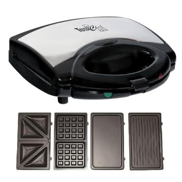 Imagem de Total Chef 4 em 1 Grill Waffle Maker - Mini Belgium Waflera, sanduíche, Panini Press Machine, Electric, Non-Stick Removable Plates, Easy To Clean Countertop Cooking Kitchen Appliance For Breakfast