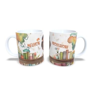 Imagem de Caneca de Cerâmica 325ml Dia dos Professores, Design Floral com Ilustração, Branca (14112)