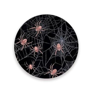 Imagem de JUZIHAI Conjunto de 4 porta-copos de teia de aranha de Halloween, porta-copos redondos de pedra de cerâmica absorvente de 9 cm com base de cortiça, tapete de proteção de mesa para cozinha, bar