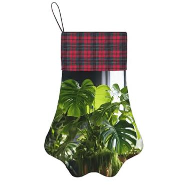Imagem de SKKNT Monstera Deliciosa Banana Palm Print Meias de Natal Animais de Estimação Decoração de Natal Cães Gatos Árvore Decoração Doce Presente Conveniente