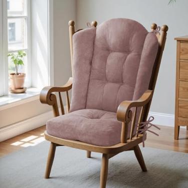 Imagem de Almofada para cadeira de balanço Wingback - Almofadas de cadeira Adirondack grandes, esponja de alta densidade, almofadas de balanço internas de chenille confortáveis com laços, conjuntos de 2 peças