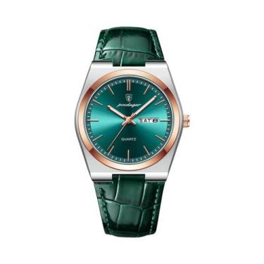 Imagem de Relógio Militar Masculino De Couro À Prova D'Água Com Data E Semana, R