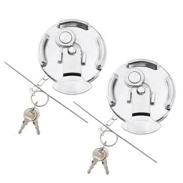 Imagem de JKIANTECH Tampa de tanque de combustível diesel, pacote com 2, tampas de combustível de alumínio estilo alavanca de 10 cm com chaves, compatível com caminhões Peterbilt 330–587 1972–2017, substitui 11