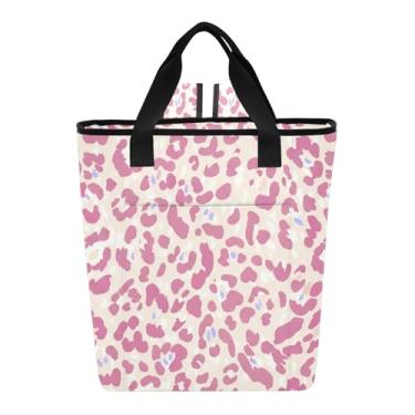Imagem de Joitme Lancheira grande masculina leopardo rosa suave tons bege mochila isolada impermeável 36 latas mochila refrescante