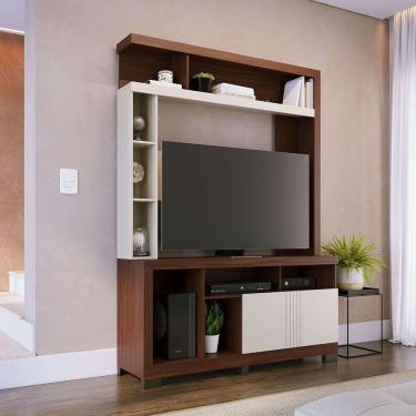 Imagem de Estante Elba 136cm 2 Portas De Giro - Ssx Multicoisas Cor Nogueira Real/off White Matte