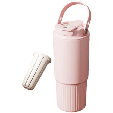 Imagem de jiajiubai Caneca de 765 g com alça, canudo e ralo de chá | Com boca de canudo e boca direta para beber | Pode ser colocada no porta-copos do carro para facilitar a viagem | Caneca de cerâmica com