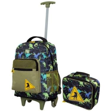 Imagem de Mochila para Meninos Dinossauro Resistente Reforçada Alça de Costas + Lancheira - Raptor - Yins Brasil