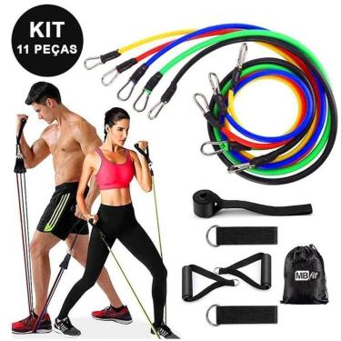 Imagem de Kit Elástico Extensor 11 Itens Treino Intenso Funcional Musculação Power Tube Resistance-Unissex