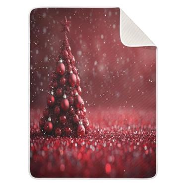Imagem de Blueangle Cobertores de Natal com bolas de cor vermelha para berço, soneca, 76 x 101 cm, quentes, aconchegantes, macios, cobertores unissex para meninos, meninas, crianças, bebês (801)