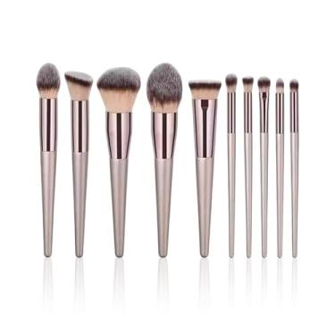 Imagem de Conjunto de pincéis de maquiagem, 10 peças, pó sintético premium, base, contorno, corretivo, sombra, delineador, kit de pincéis de maquiagem