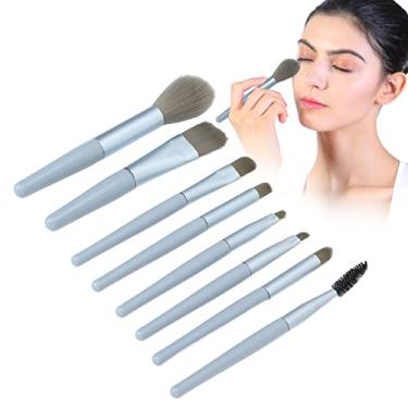 Imagem de Conjunto de pincéis de maquiagem profissional para misturar pó facial, sombras, pincéis para mulheres, pacote com 8 peças