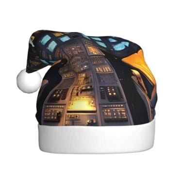 Imagem de XLLingL Airplane Cockpit Print Christmas Party Cosplay Costume Accessories,Unisex Plush Santa Santa Hats,Funny Hats