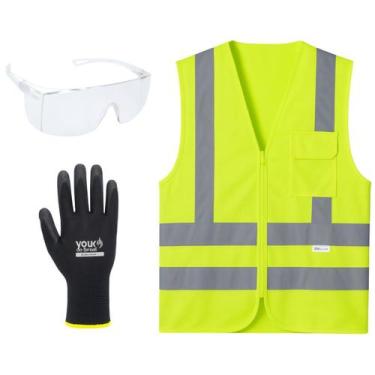 Imagem de Kit EPI Colete Segurança Refletivo Luva Tátil e Óculos Sky Clear - Bra