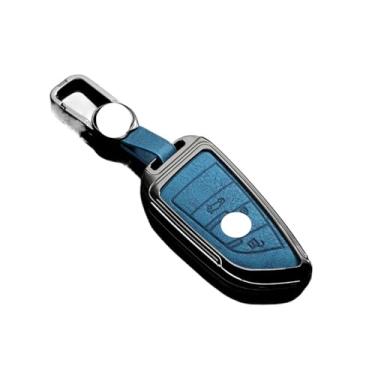 Imagem de Capa de couro para chave de carro Capa protetora Compatível com BMW X1 X3 X5 X6 X7 1 3 5 6 7 Série G20 G30 G11 F15 F16 G01 G02 F48 Acessórios(C-blue keychain)