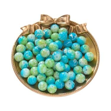 Imagem de Contas De Vidro Redondas Com Padrões Coloridos 20-100pçs 4-10mm Espaça