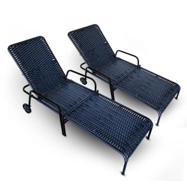 Imagem de Kit 2 Espreguiçadeiras Fibra Sintética - Type Decor, Azul Marinho