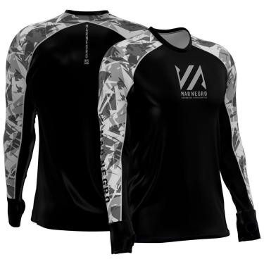 Imagem de Camiseta de Pesca Masculina Premium Flex Proteção UV 50+ - Mar Negro-Masculino