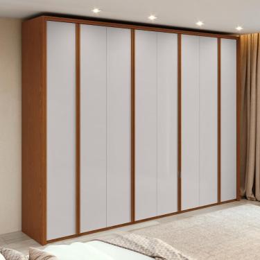 Imagem de Guarda Roupa Casal Easy Glow 8 Portas de Bater 6 Gavetas MDF Frassino-Off White Móveis...