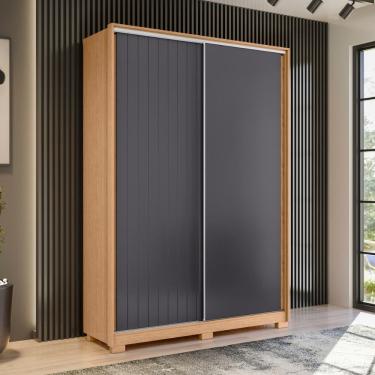 Imagem de Guarda Roupa Casal Mesquita 2 Portas 3 Gavetas MDP-MDF Freijó-Off White-Titanium Casa H