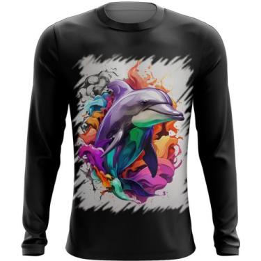 Imagem de Camiseta Manga Longa Golfinho Inteligência Arte Pintura 8 - Kasubeck S