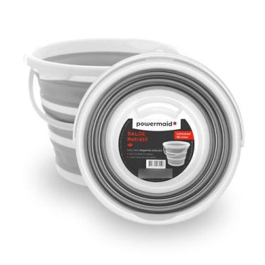 Imagem de Kit Balde Dobrável Retrátil Flexível 10L Silicone Com Alça - Powermaid