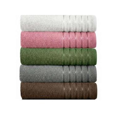 Imagem de Kit 5 Toalhas De Banho 100% Algodão Felpuda Alta Absorção 70x140cm Com