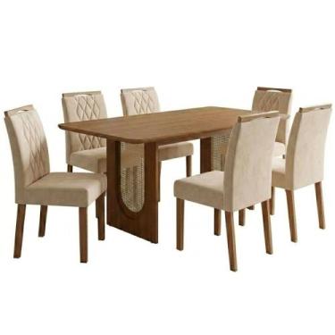 Imagem de Mesa de Jantar Valentina MDF Com 6 Cadeiras Estofadas Suede MOLCI - Mi